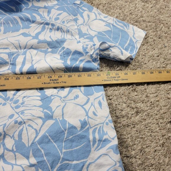 Nautica Shirt Mens Large Blue Floral All Over Print Button Up Beach Cotton - Picture 3 of 7